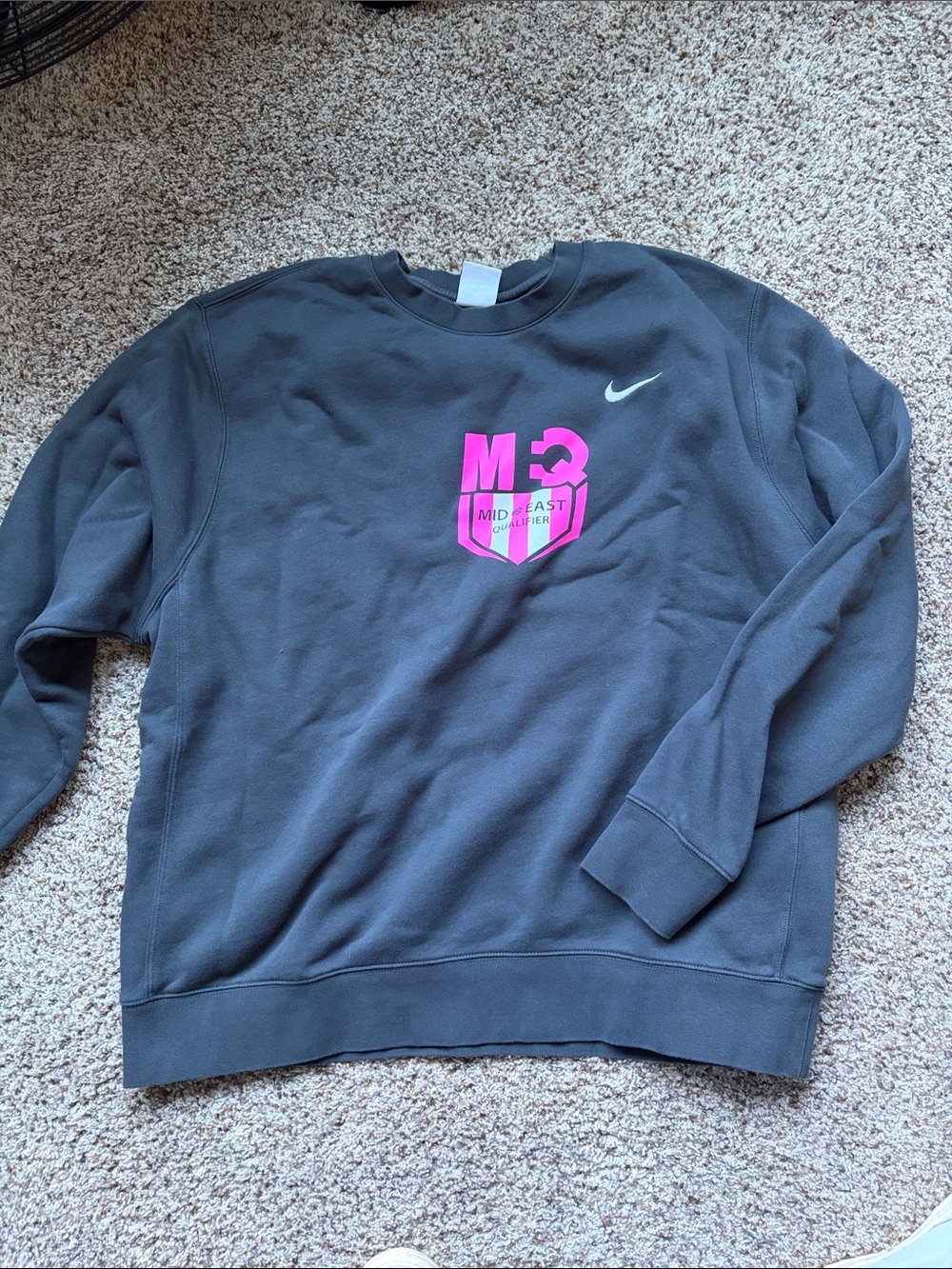 Charcoal Crewneck Sweatshirt with Pink Graphic